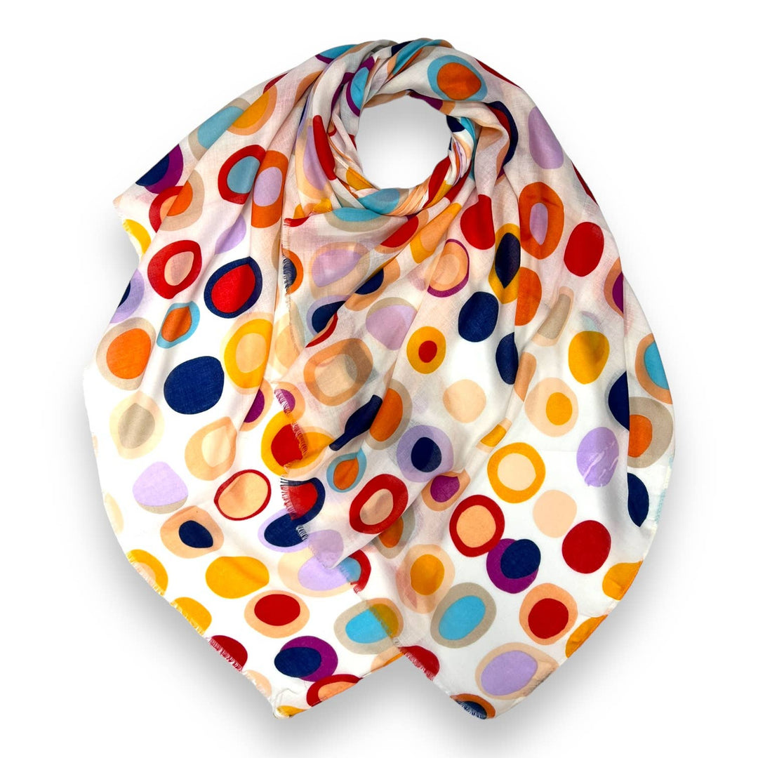 Retro style dots scarf : White