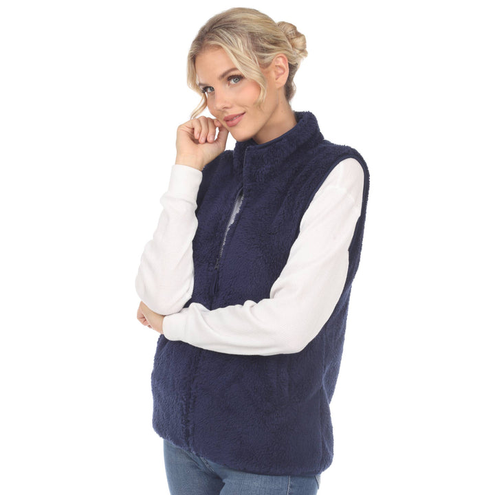 Zip up sherpa vest: Black / XL
