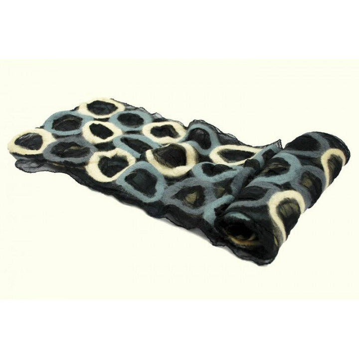 Black Circle Felted Chiffon Scarves