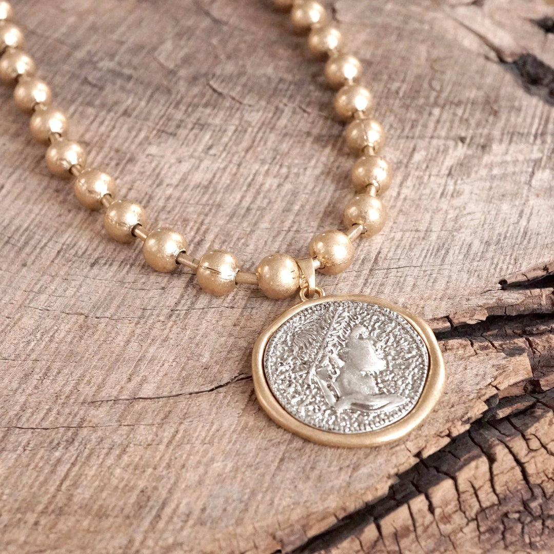 Coin Chunky Ball Chain  Neck: Silver