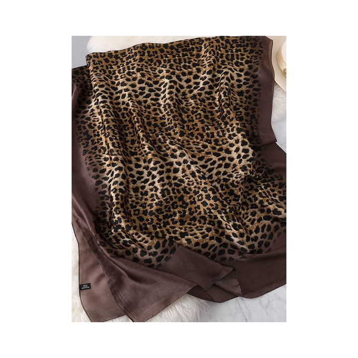 Sheer Trend - Stylish Leopard Gradient Silk Scarf: CAMEL / FREE SIZE