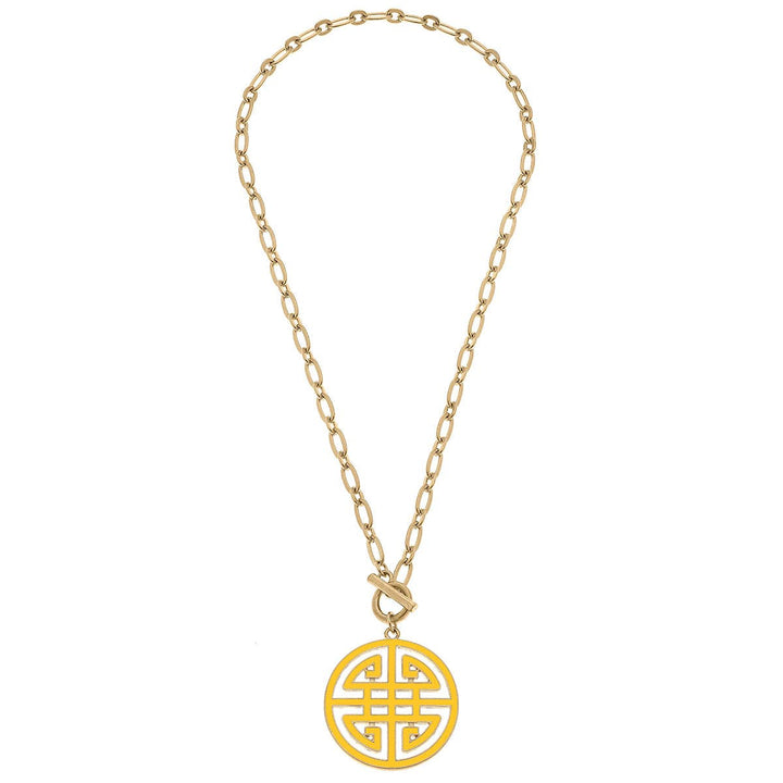 Tara Game Day Greek Keys Enamel Pendant Necklace: Blue
