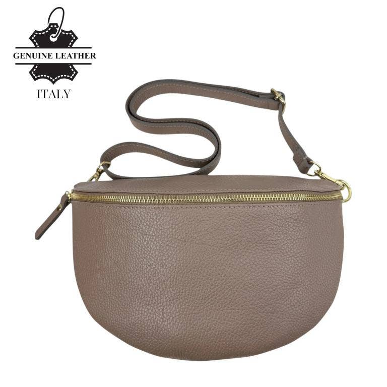 Italian Leather Waist Bag: Brown