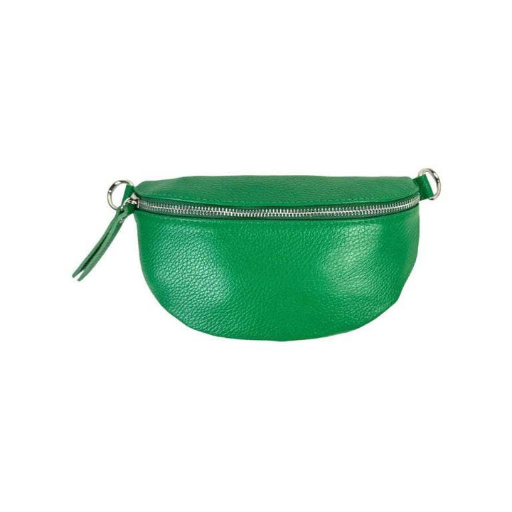 Italian Leather Waist Bag with Zipper: Mustard