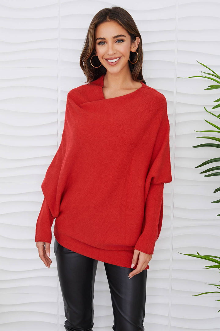 ASYM SWEATER RED XS/S