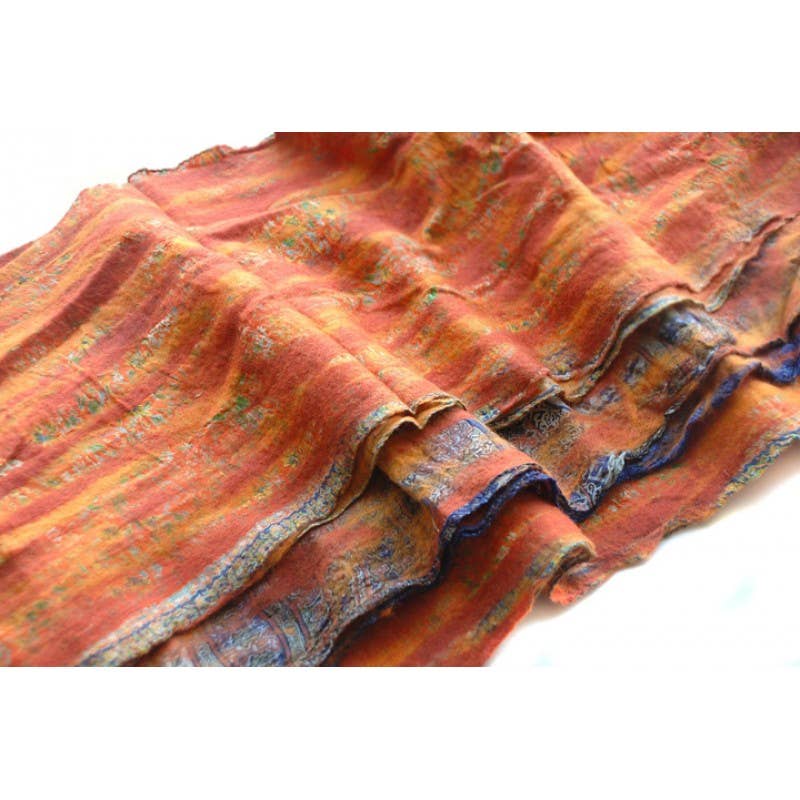 Marigold and Rust Felted Scarves