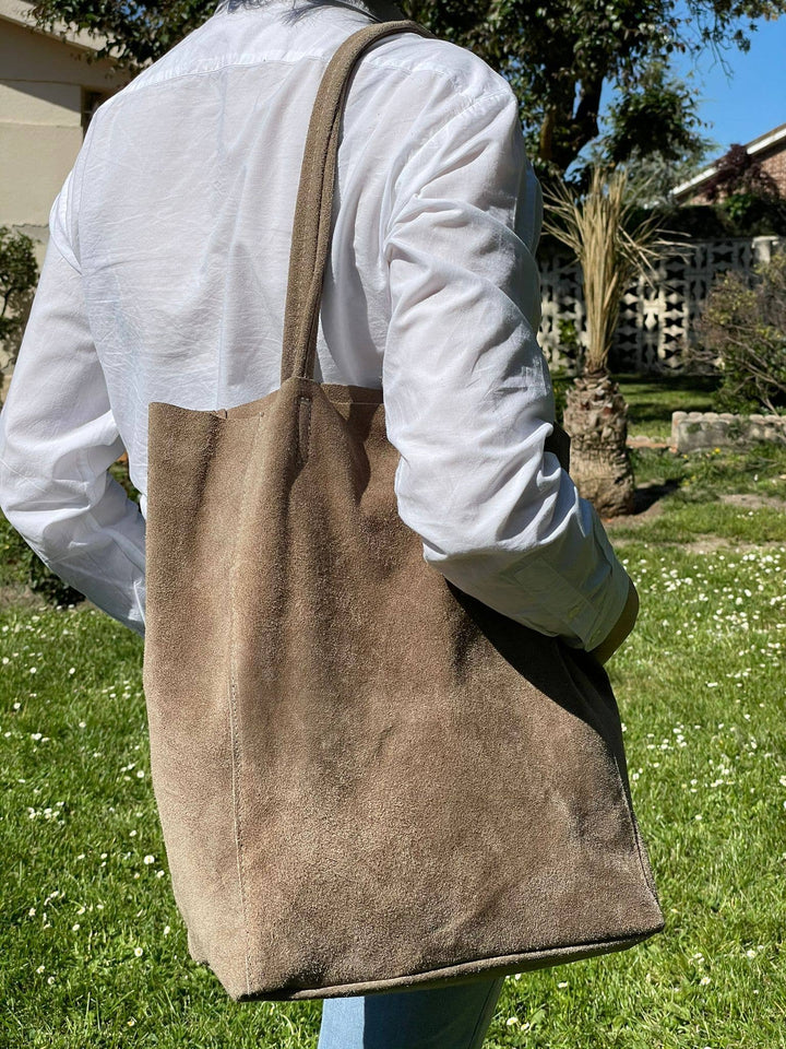 Italian Leather Bag Suede: Military Green