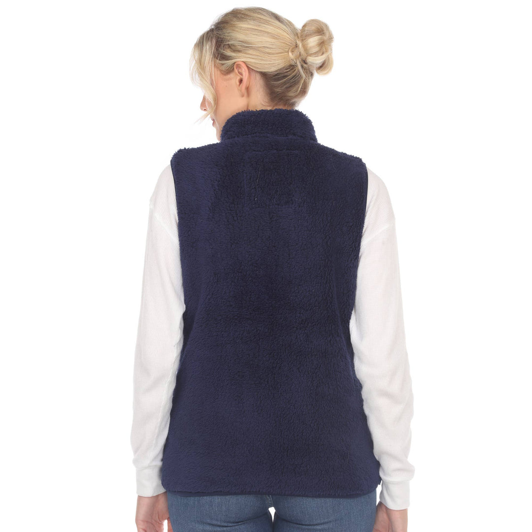 Zip up sherpa vest: Black / L
