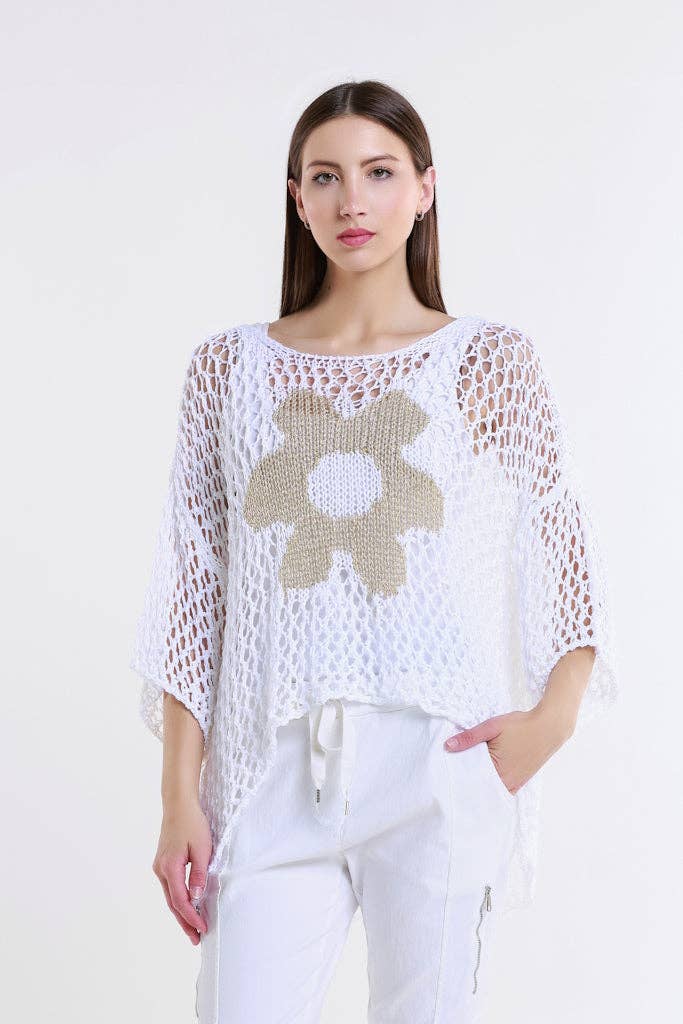 Daisy Open Knit Sweater (BSS302D): Black