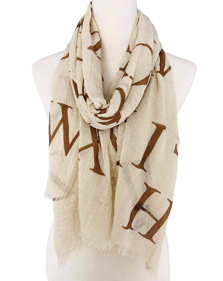 Alphabet Prints Scarf: Yellow