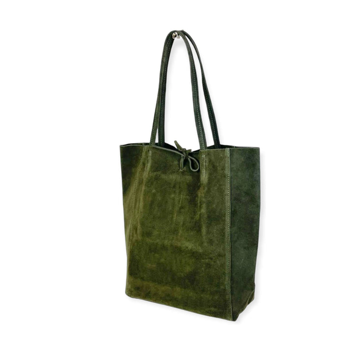 Italian Leather Bag Suede: Military Green