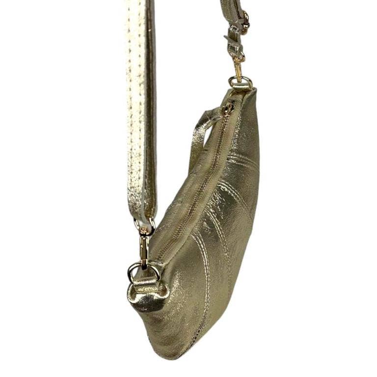 Leather Shoulder Bag 1/2 Moon: Silver