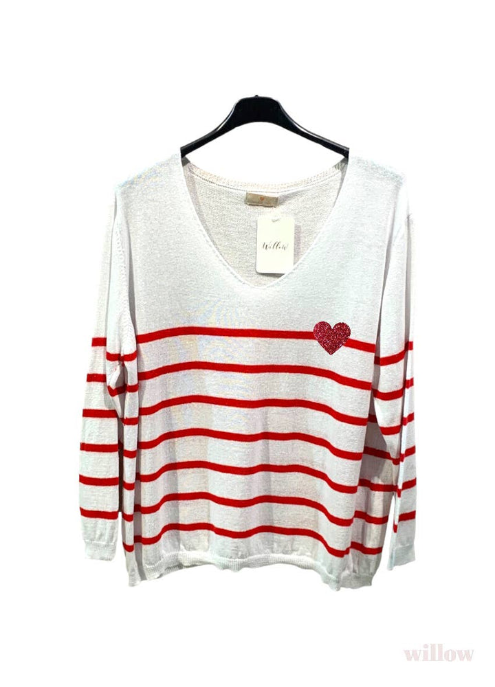 Sailor heart sweater: Red