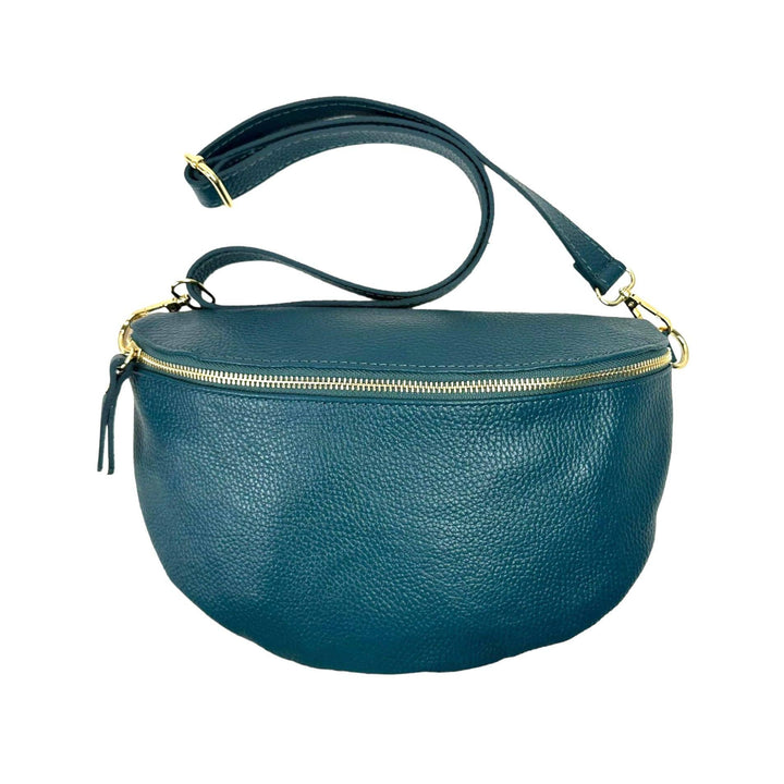 Large Italian Leather Waist Bag: Olive Green