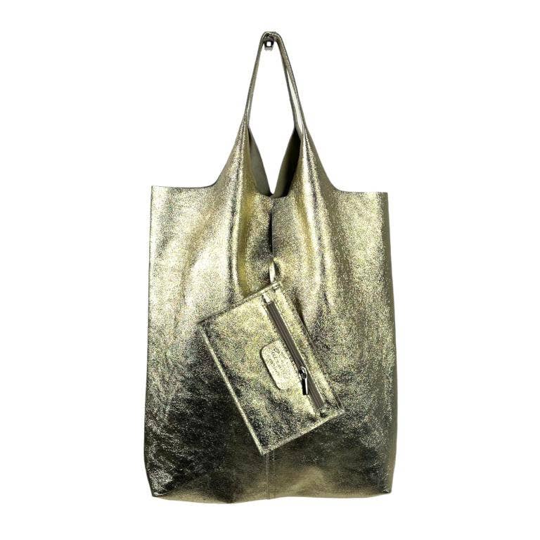 Women's Leather Square Bag: Silver
