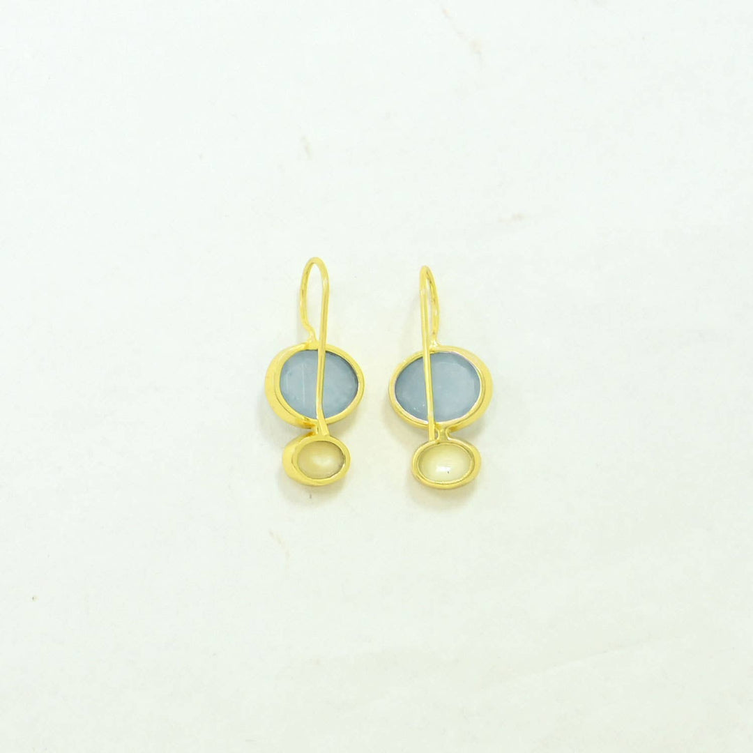 Primrose Ear -Aqua Chalcedony & Pearl