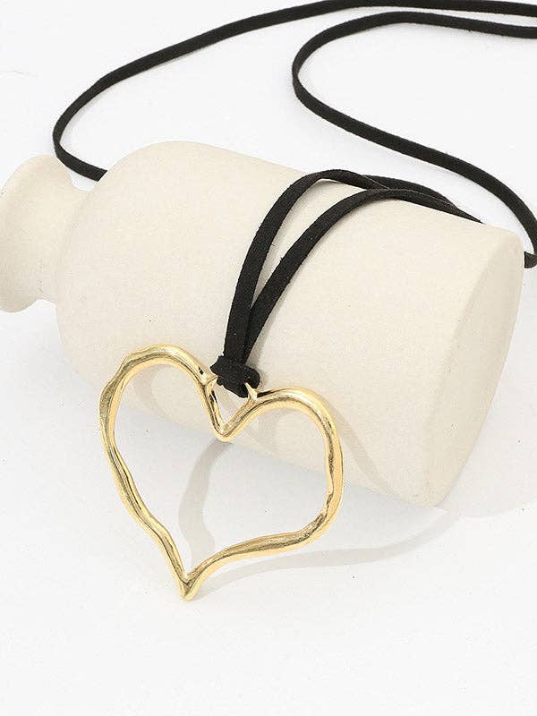 Heart Shape Hollow Necklaces Accessories: GOLD / One_size