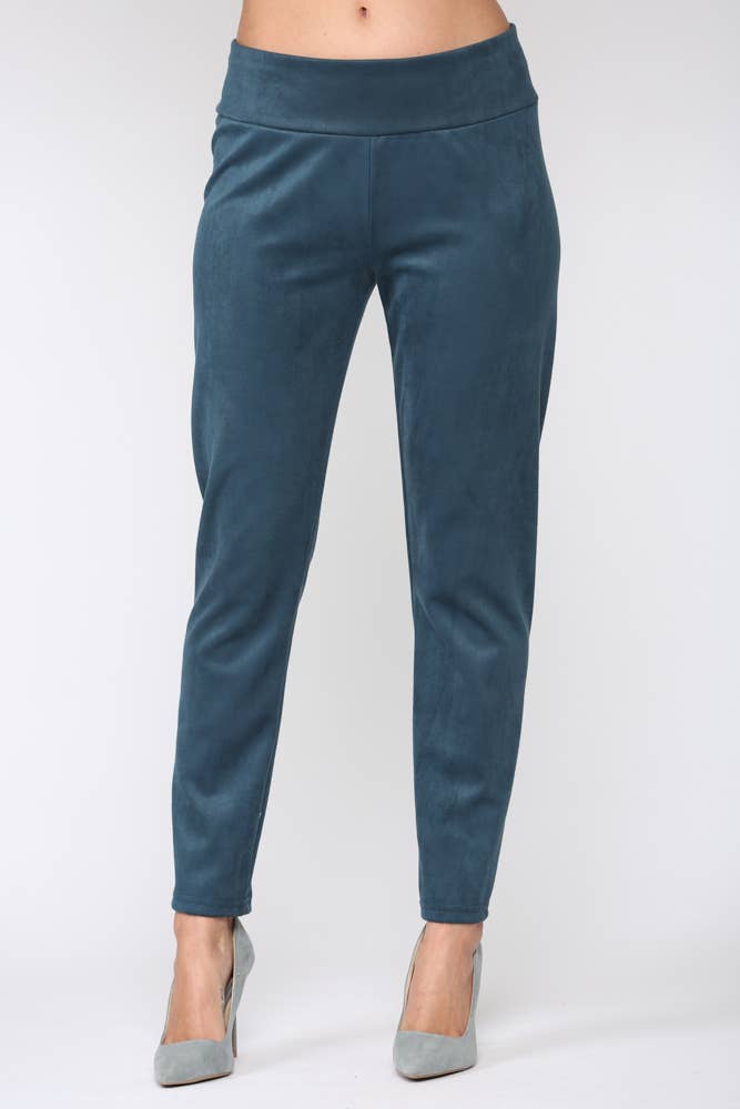 Annelise Stretch Suede Pant: Khaki / S / A5499