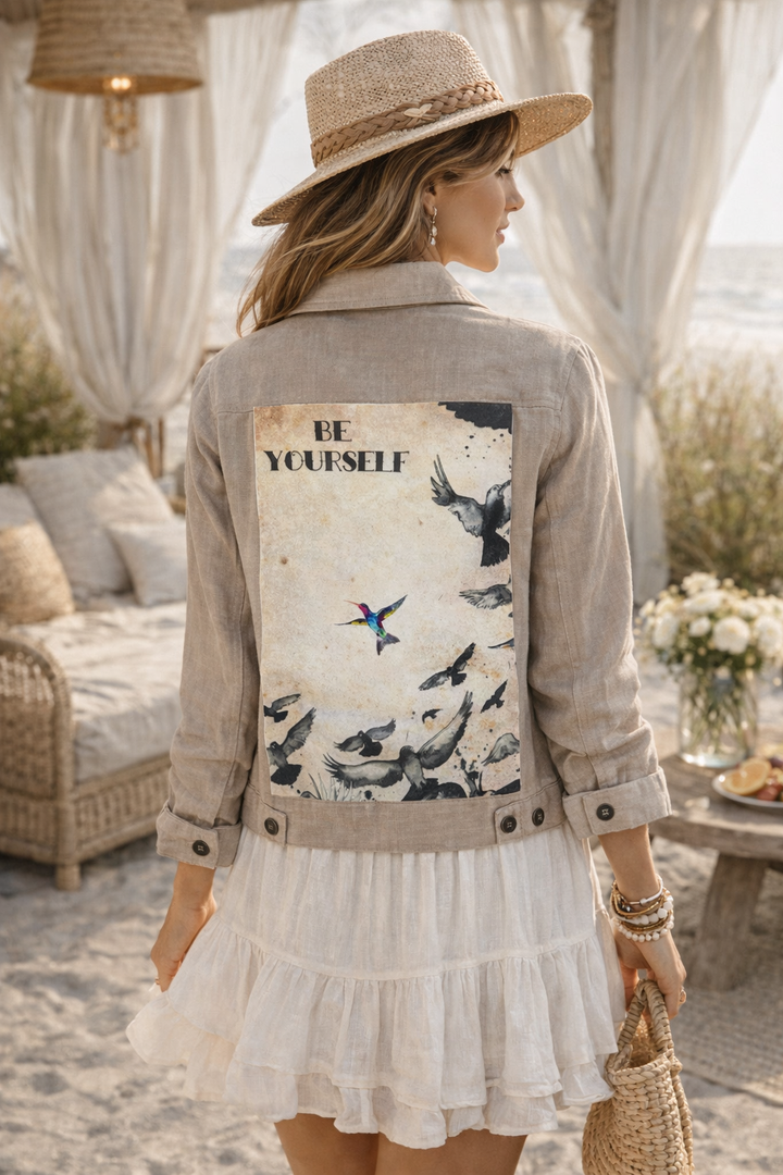“Be Yourself” Linen Jacket: S