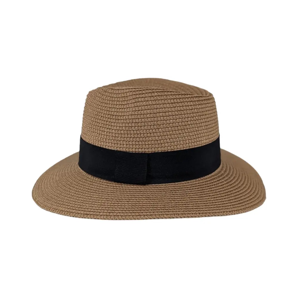 Safari Fedora Straw Hat: Beige