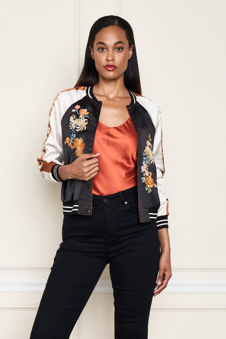 Reversible Satin Rust Jkt: Blk/ XL