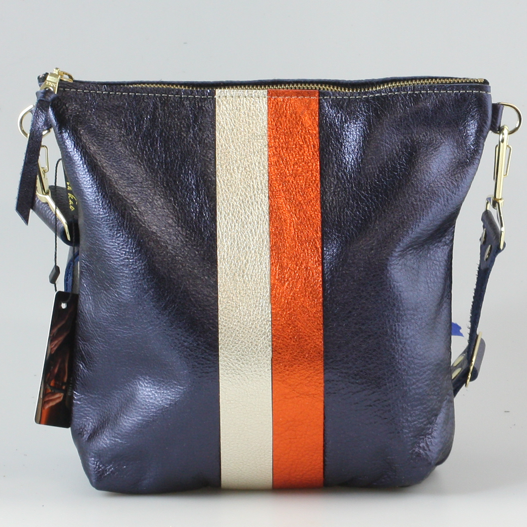 Graham Crossbody: METALLICS!: Gunmetal : Silver/IceBlue