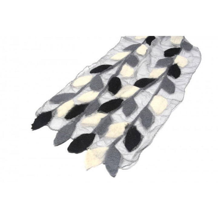 Grey Leaves Felted Chiffon Scarves
