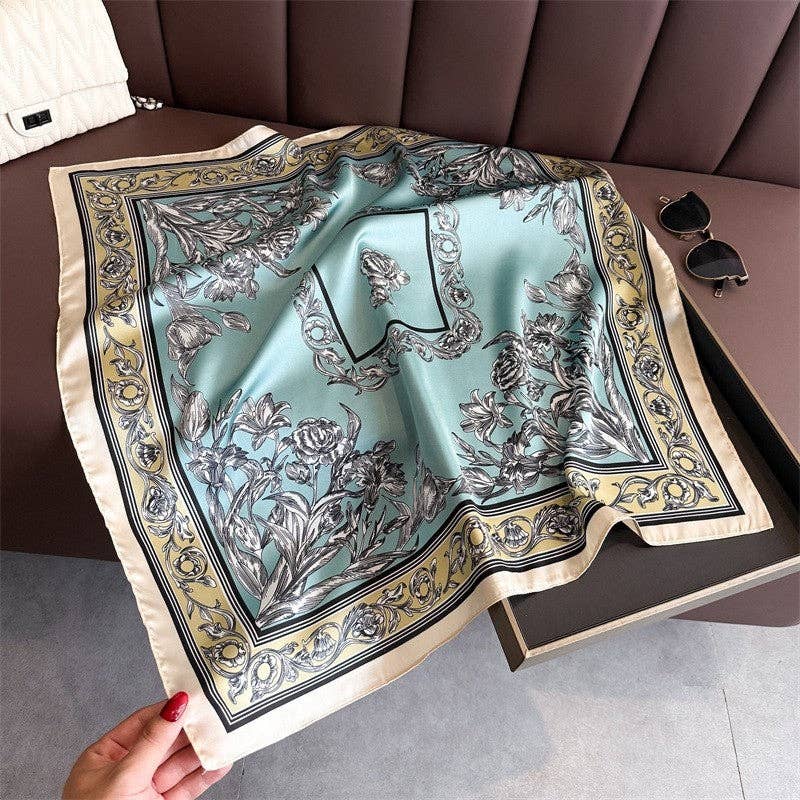 Sheer Trend - Fashion Print Square Scarf: WHITE