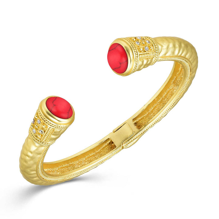Gold Hammered Bangle: Emerald
