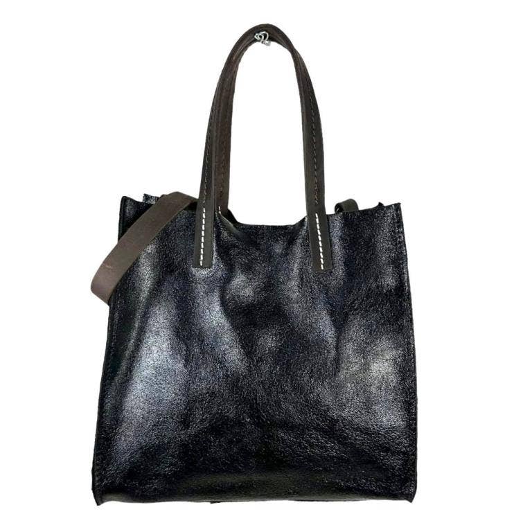 Shiny Leather Shopper: Rose