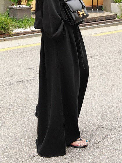 Urban Gray Wide Leg Elastic Waist Pants: LIGHT GRAY / M