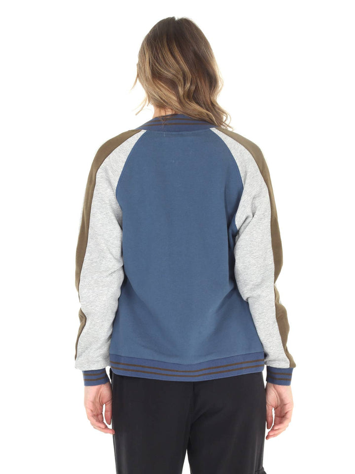 4512-MAJ  French Terry Baseball Jkt: Blue/ XL