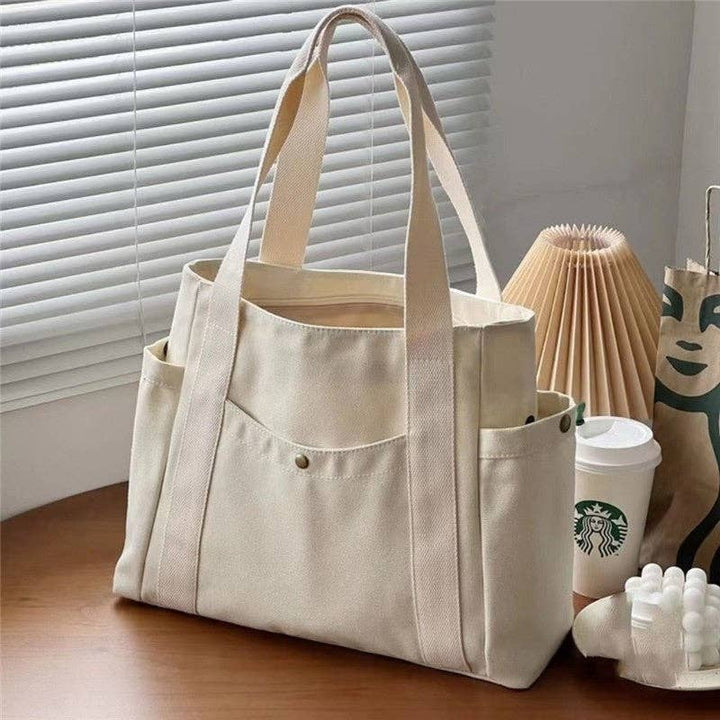 Large Capacity Canvas Shoulder Bag: KHAKI
