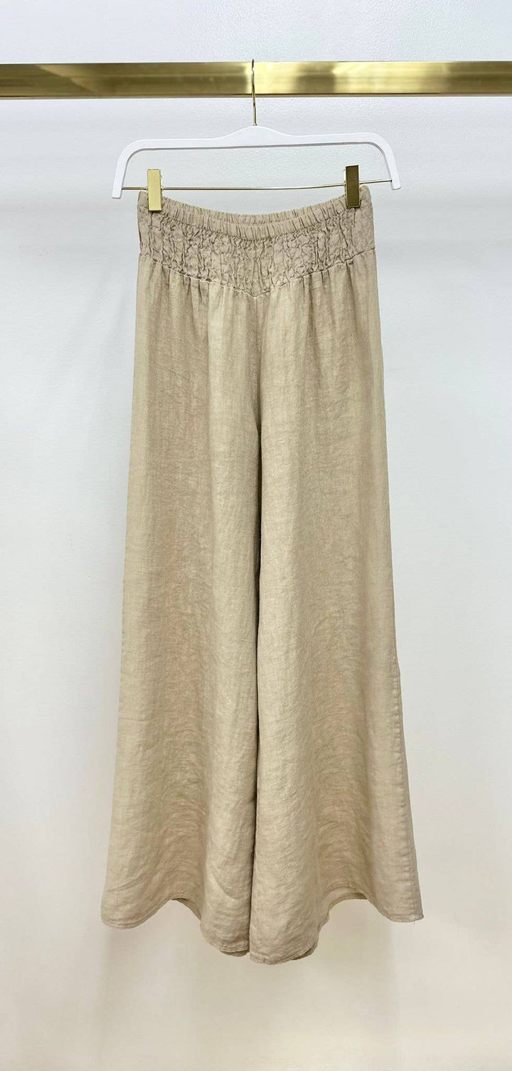 LINEN WIDE LEG  Earth Beige / L