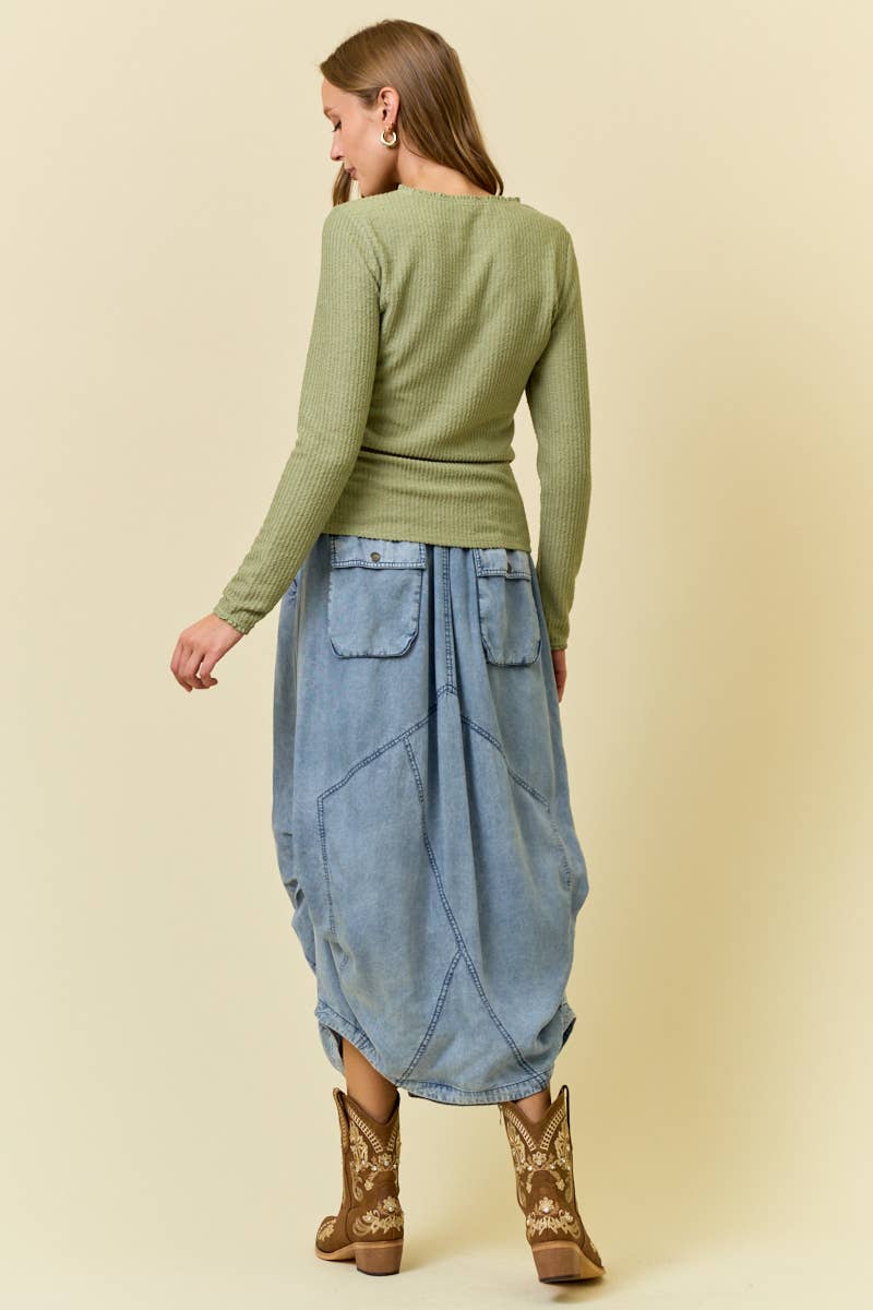 TENCEL SKIRT- 6557S-2: DENIM / L