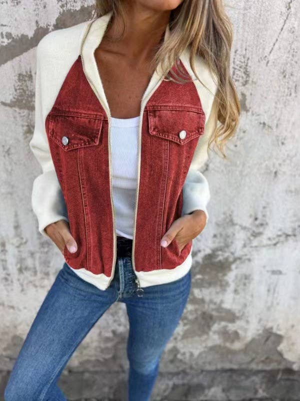 Zip up denim JKT: Grey / M