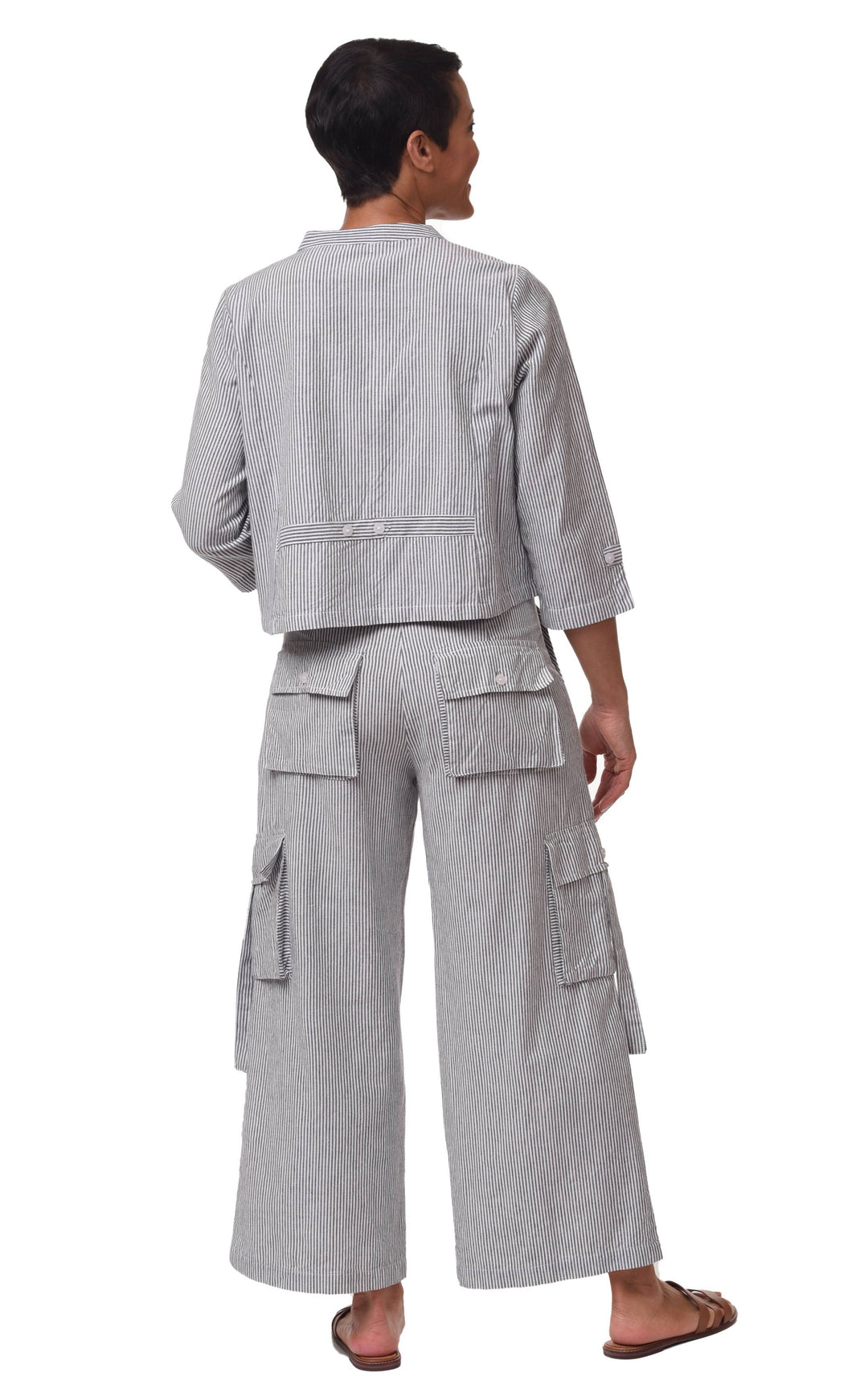 Tulip Clothing - CV1086 Calista Cargo Pant in Ticking Stripe*: M