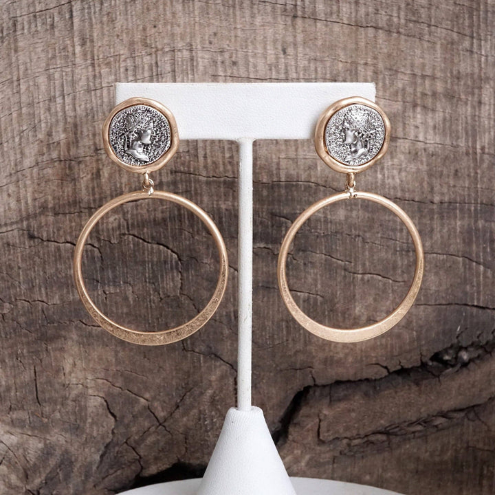 Coin and Hoop Earrings – Silver & Gold