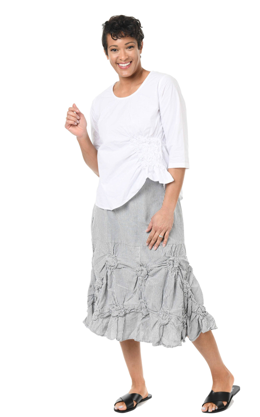 Tulip Clothing - CV378 Millie Skirt in Ticking Stripe*: L
