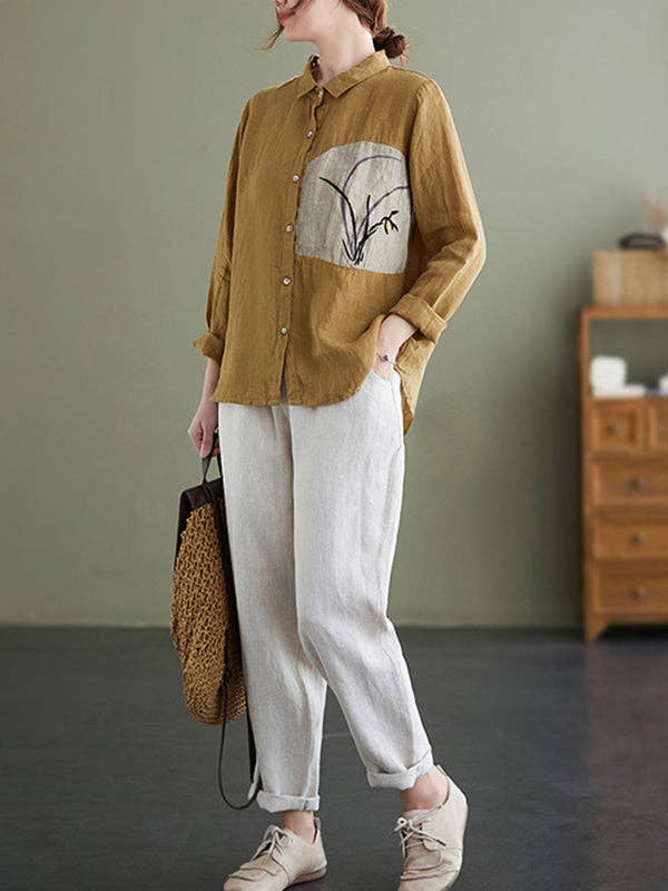 Embroidered  Tops: APRICOT / L