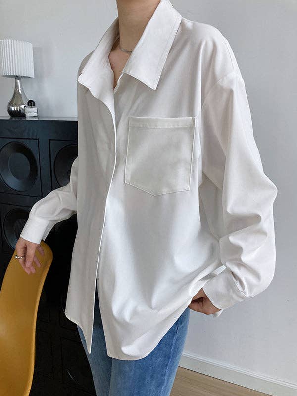 Buttoned Back Blouses: WHITE / M