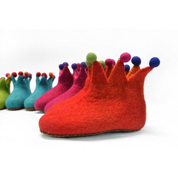 Felted Crown Shoes for Kids- : Turquoise