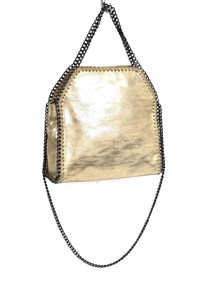 Party Bag with Metal Chains: Beige