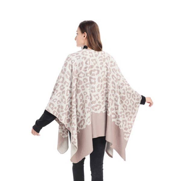 Cheetah Print Reversible Cape: 02 Black