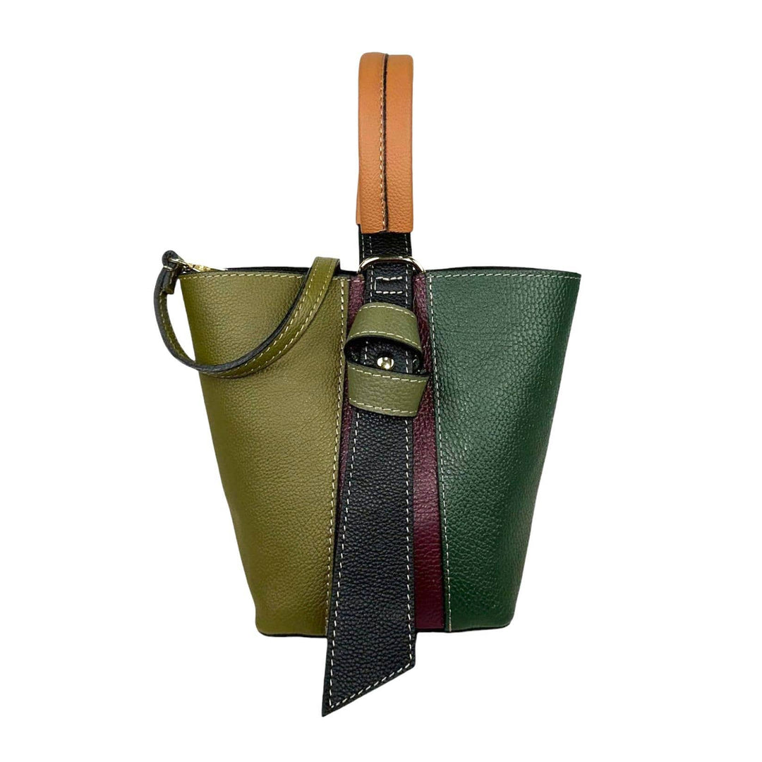 Multicolor Leather Bag: Olive Green