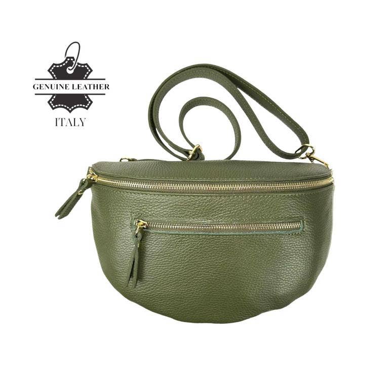 Italian Leather Waist Bag: Gold