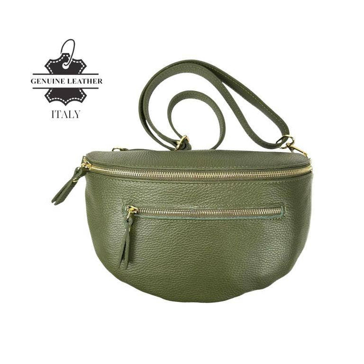 Italian Leather Waist Bag: Gold
