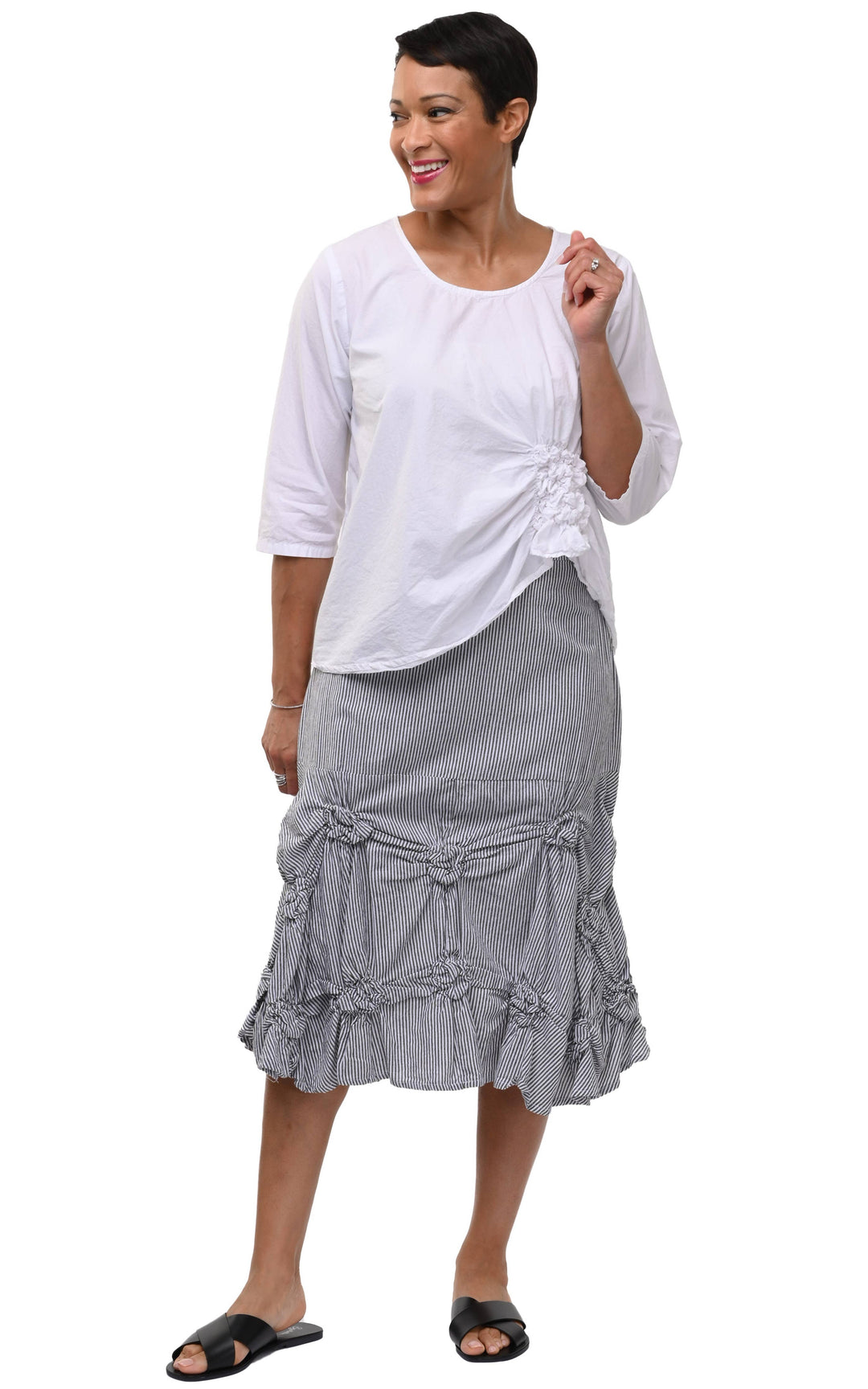 Tulip Clothing - CV378 Millie Skirt in Ticking Stripe*: M