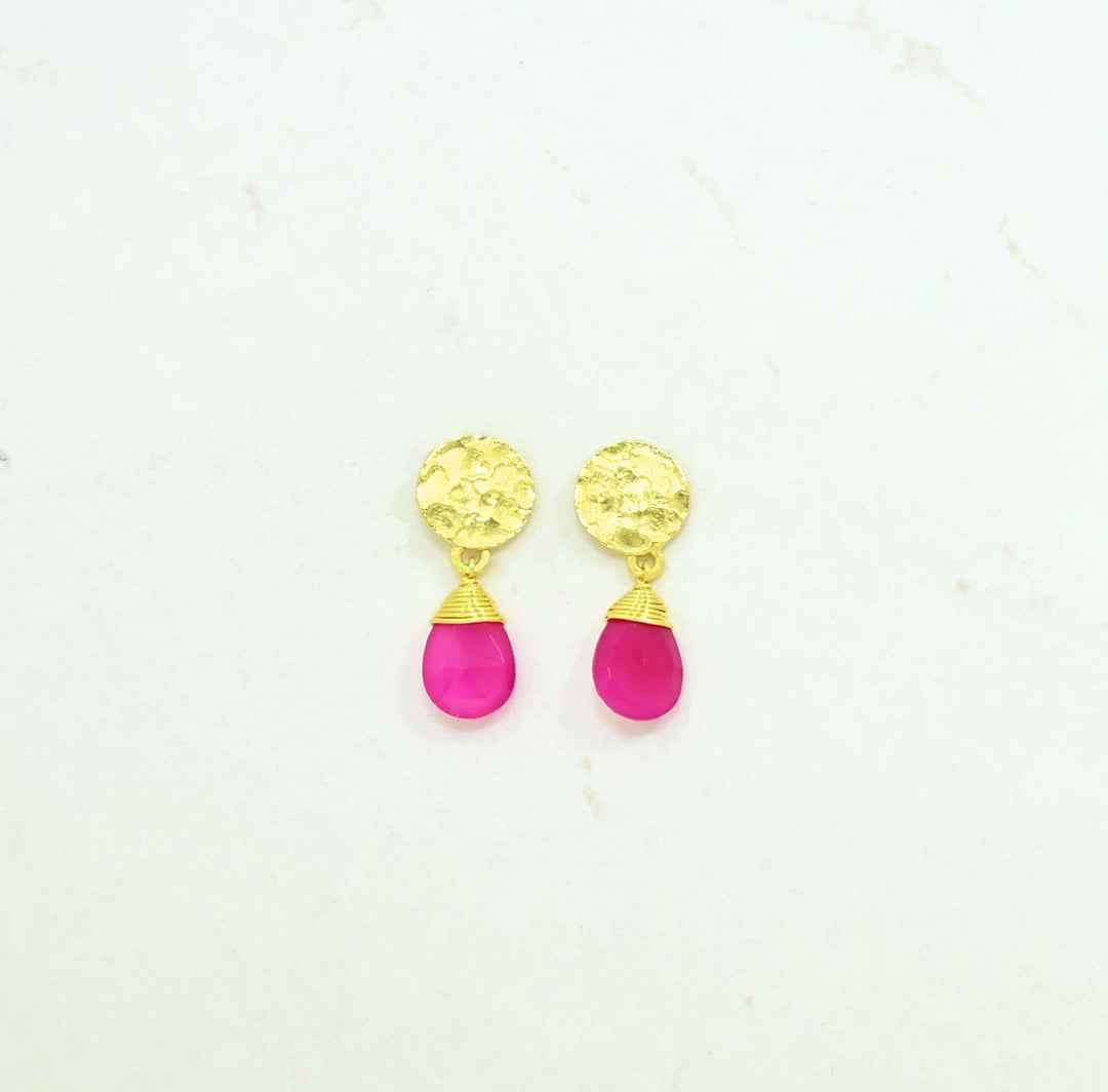 Abigail Earring Gold Plated - Pink Onyx