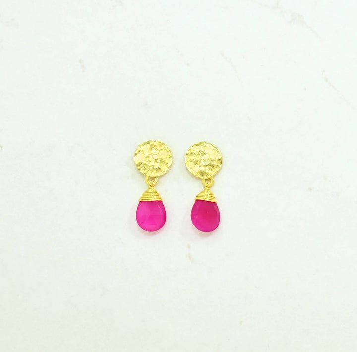 Abigail Earring Gold Plated - Pink Onyx